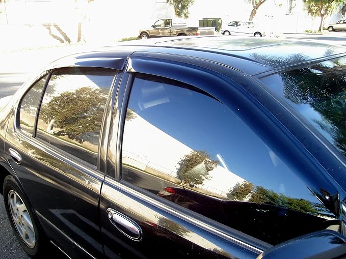 WD2-207 Dark Smoke 4 Pcs Set Window Visor (Outside Mount) Deflector Rain Guard Compatible with 1994-1997 Honda Accord Sedan