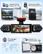 4 Channel 360° Dash Cam, 1080P FHD Front and Rear Camera for Cars, 8 Non-Glare Night Vision Lights, Loop Recording, Reverse Assistance, 3.16" IPS Screen, Interior Monitoring