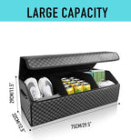 Car Trunk Organizer for SUV and Sedan, Blue-Gray, 29.5 inches | Unique Blue‑Gray Plaid, Extra Large, Leather Storage Box, Magnetic Lid, Collapsible & Adjustable, Water‑Resist & Dust‑Proof
