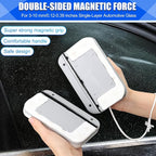 Magnetic Window Cleaner, Windshield Magnetic Car Window Cleaner Tool with Anti-Falling Rope, Track Cleaner and Dustpan Cleaning Brush, for Glass Thickness 3-10mm
