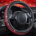 Red Diamond Black Leather Steering Wheel Cover, with Bling Crystal Rhinestones Universal Fit 14" 1/2-15" Crystal Glitter for Women Sparkle Girl Fit Suvs,Vans,Sedans,Cars,Trucks, Red Diamond