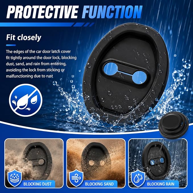 8PCS Car Door Lock Cover/Car Door Slam Stopper,Full Adhesive Backing Cars Doors Latch Cover Provides Cushioning Protection,Upgraded Silicone Cars Doors Lock Protector Kit
