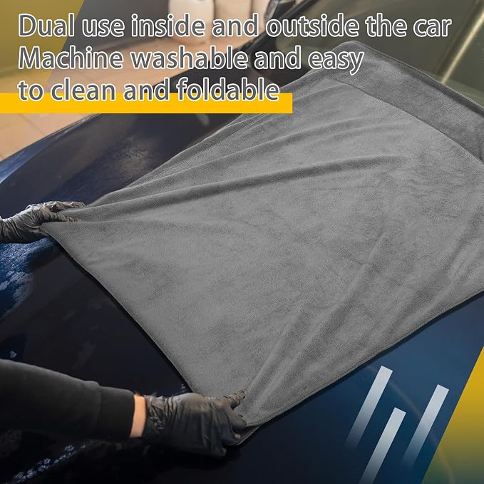 2 Pcs Giant Car Drying Towel 55'' x 28'' Microfiber Towels Great Thick Soft Plush Towel Streak Free Lint Free Reusable Cars Accessories Highly Absorbent Quick Effortless Dry for Car Truck Suv