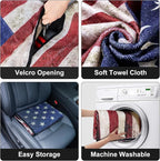 Back Seat Cover for Car Trucks Van SUV, Waterproof Rear Bench Towel Seat Covers for Dogs and Kids, Non-Slip Automotive Backseat Protector, Machine Washable (Bench Flag)