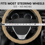 Genuine Beige Leather Steering Wheel Cover for Car, Small 13.5-14 inch – Ergonomic Comfort Grip for Men & Women, Car Steering Wheel Cover for Vehicles with Small Steering Wheel