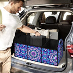 Purple Mandala Flower Car Trunk Storage Box with Pockets Car Accessory for SUVs Cars Automotive Organizer