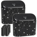 2 Pack Bling Car Trash Can with Lid, Small Garbage Can, Auto Garbage Storage Bin with 90pcs Garbage Bags, Sparkling Crystal Trash Bags Holder for Car, Home, Office Storage (Black Rhinestone)