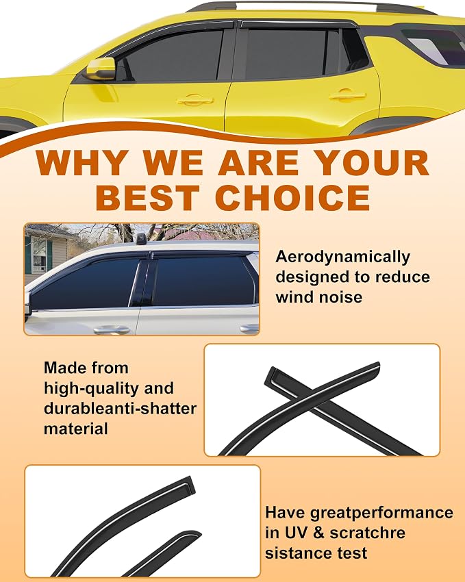 Extra-Thick Window Rain Guards Fit for Chevrolet (Chevy) Equinox 2025 2026 Tape-on Window Deflectors Rain Guards Vent Visors car Vent Shades