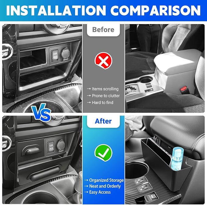 Console Organizer Tray Fits for 2014-2024 Toyota 4Runner Center Console Hanging Dashboard Screen Drawer Armrest Storage Box Compatible with 4Runner Interior Accessories (Drawer+Hanging)