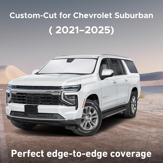 Windshield Sunshade Compatible for Chevrolet Suburban 2021-2023 2024 2025, Sun Visor for Front Windshield & Window Sun Shade Cover, UV Heat Blocker & Protector, Car Accessories