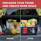 XL Heavy-Duty Trunk Organizer – Reinforced SUV & Truck Cargo Storage with 6 Adjustable Compartments, Non-Slip Base & Securing Straps (Foldable Design, Grey)