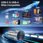 USB C Car Charger, 98W Super Fast Charging Cigarette Lighter Adapter Multiport 12V-24V USB Phone Car Charger Plug for iPhone 17 17e 16 15 14 13 12 Pro Max Pad Galaxy Pixel Android(Gray)