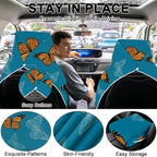 2 Pack Car Towels Seat Cover with Storage Bag, Multifunctional Microfiber Towel for Gym Outdoor Sport Running,Picnic, Beach, Pet Dog Travel,Fits Car SUV Truck (Blue Butterflies)