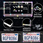 27 PCs Multicolor Bling Car Accessories Set for Women, Steering Wheel Covers Universal Fit 15 Inch, Bling License Plate Frame, Bling Phone Holder, Bling Car Coasters