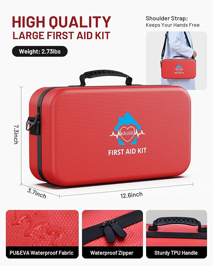 500PCS Waterproof Hard Shell First Aid Kit for Travel, Camping, Businesses, Home, Car, Hiking, Sports, Office, Vehicle & Outdoor Emergency Supplies, Well-Organized Home Travel Essentials