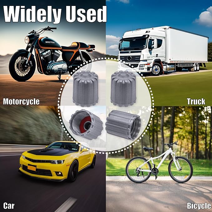 50PCS TPMS Tire Valve Stem Caps, Plastic Wheel Tire Valve Stem, with O-Ring Rubber Seal, Universal Tire Valve Stem Covers for Cars, SUV, Trucks, Bikes, Motorcycles, Bicycles(Gray)