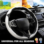 3PCS Carbon Fiber Steering Wheel Cover-Segmented Clip-On Design Anti-Slip & Scratch Resistant Universal Fit 14.5"-16" for Cars/Truck/SUV Great Gift for Men & Women