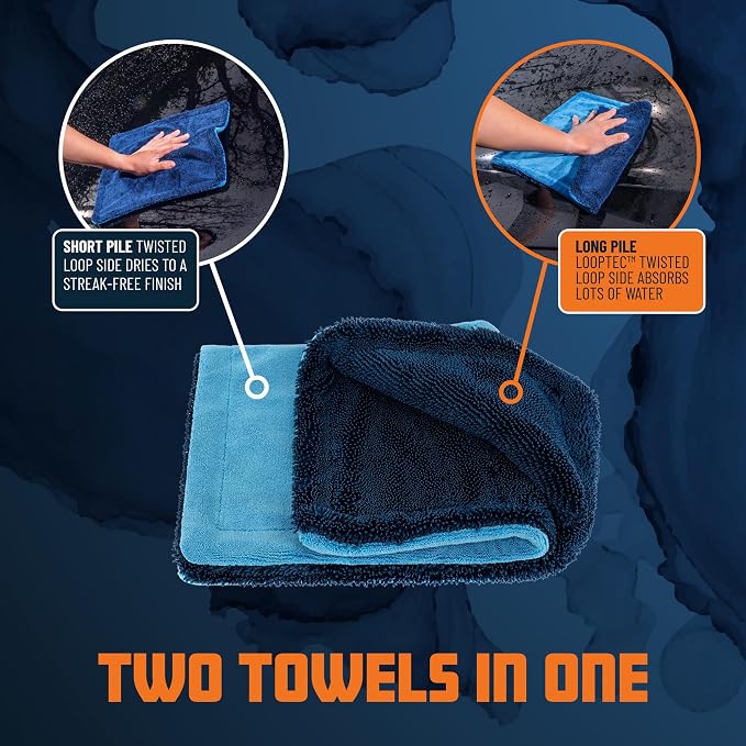 Little Megalodon Multi Purpose Microfiber Towel (2 Pack) 13.7 x 13.7 Inch – Ultra Plush Detailing Towels for Car Wash, Drying, Interior Cleaning, Glass, Dusting & Polishing