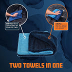 Little Megalodon Multi Purpose Microfiber Towel (2 Pack) 13.7 x 13.7 Inch – Ultra Plush Detailing Towels for Car Wash, Drying, Interior Cleaning, Glass, Dusting & Polishing