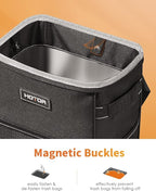 Car Trash Can with Lid and Storage Pockets - 100% Leak-Proof Organizer, Waterproof Garbage Can, Multipurpose Trash Bin for Car, 2 Gallons, Black