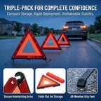 3 Pack Emergency Warning Triangle Kit, High Visibility Reflective Safety Triangle, Road Emergency Reflector for All Vehicles & Cars