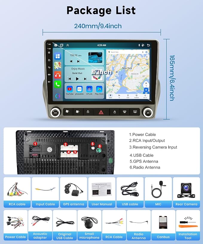 8Core 6+128G Car Stereo for Chevrolet Chevy Camaro 2008-2015 Wireless Carplay Android Auto,9“ IPS Touchscreen Android Car Radio,GPS,5GWiFi,32EQ DSP,Bluetooth5.0,SWC,Backup Camera