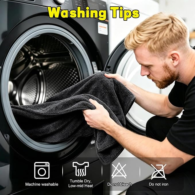 2 Pack Car Drying Towel, 1200GSM Microfiber Towels for Cars | 24 x 48 Inch & 12 x 12 Inch Super Absorbent Detailing Towels Dual Sided Streak-Free Twisted Loop for Auto SUV Truck Boat Home