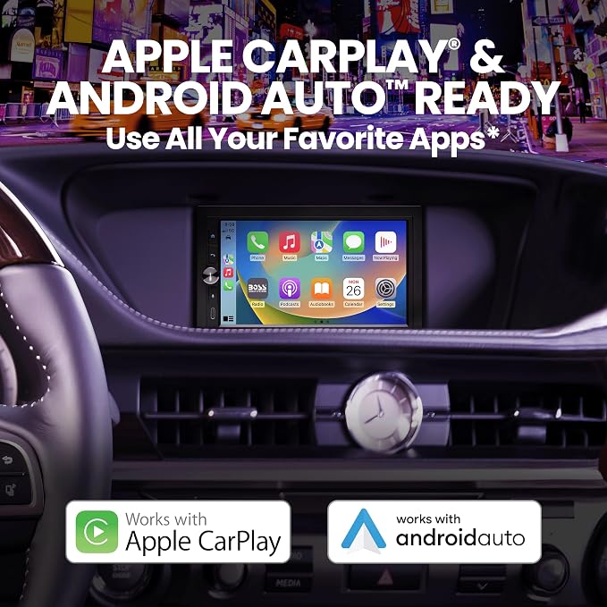 BV9358B Car Stereo – Wireless CarPlay Android Auto, Double Din, 7 Inch Touchscreen, Bluetooth, NO CD DVD Player, AM/FM Radio Receiver, A/V Input, USB