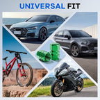 Car Tire Valve Stem Caps, 12pcs Air Caps Cover, Universal for Cars, SUVs, Bike, Trucks and Motorcycles-Green