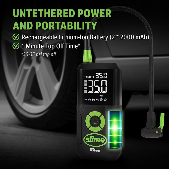 40089 Cordless 3-in-1 Tire Inflator w/Power Bank & LED Light, Auto Shut-Off, Digital Display & 6 Presets, Flat to Full in 8 Mins, Car, Bike, Motorcycle & More