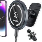 for MagSafe Car Mount Charger iPhone Wireless Car Charger, Stick on Dashboard Magnetic Phone Holder Mount for iPhone 17 Pro Max 16 15 14 Series, 15W Fast Charging, Aluminum Shell