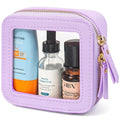 Clear Makeup Bags, TSA Approved Toiletry Bag with Zipper, Mini Clear Makeup Organizer Fit Carry-on Travel Essentials,Clear Cosmetic Bags for Women Men (0-Mini-Purple)