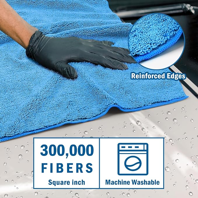Car Drying Towels, 2 Pack Professional Microfiber Towels for Cars, Scratch-Free, Highly Absorbent Drying Towel for Cars, SUVs, RVs, Trucks, and Boats, 31 x 24 inch, Blue