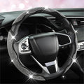Diamond Bling Car Steering Wheel Cover with Crystal Rhinestones,3PCS Segmented Steering Wheel Protector,Universal for 99% Cars for Women(Black with White Diamond)