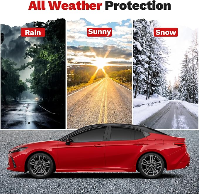 Window Visors Rain Guards for 2025 2026 Toyota Camry Accessories, Outside-Mount Tape-On Side Window Wind Deflectors Vent Visors Shades Rainproof Black 4PCS