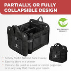 Trunk Organizer For Car, Suv, Truck | Premium Adjustable Multi Compartments Collapsible Car Trunk Organizer With Securing Straps & Non-Slip Bottom (Large Size, Black)