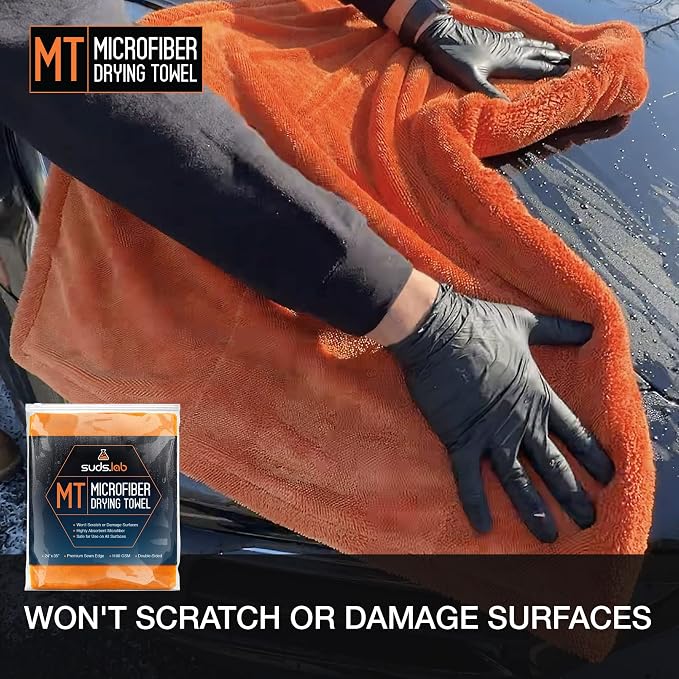 Large Microfiber Drying Towel (24 in x 35 in) Car Exterior Cleaning and Detailing Cloth, Safe On Plastic Trim, Glass, Carbon Fiber, Paint