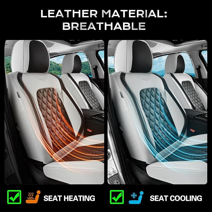 Coverado Universal Car Seat Covers Full Set, Luxury Stain-Resistant Waterproof Faux Leather Front & Rear Seat Protectors, Elegant Easy-Clean Automotive Interior – WhiteBlack