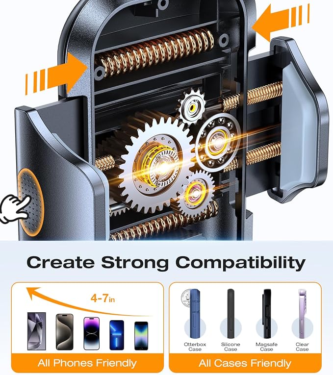 Military-Grade Sturdy Car Phone Holder Mount, Upgraded Anti Shake Metal CD Slot & Air Vent Thick Case Friendly Phone Mount for Car Fit for iPhone 17 16 15 Samsung All Phones