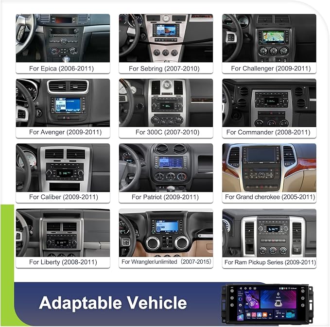 4G+64G Car Stereo for Jeep Wrangler JK 2007-2018 Dodge Ram 1500 2008-2012 with Wireless CarPlay Android Auto, 7 Inch Android Car Radio GPS Navigation WiFi SWC Bluetooth FM with Backup Camera