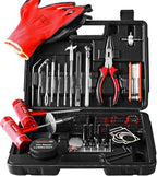 108-Piece Heavy Duty Tire Repair Kit – Professional Flat Tire Plug Set with T-Handle Tools, 4-Way Valve Tool, Pliers, Storage Case
