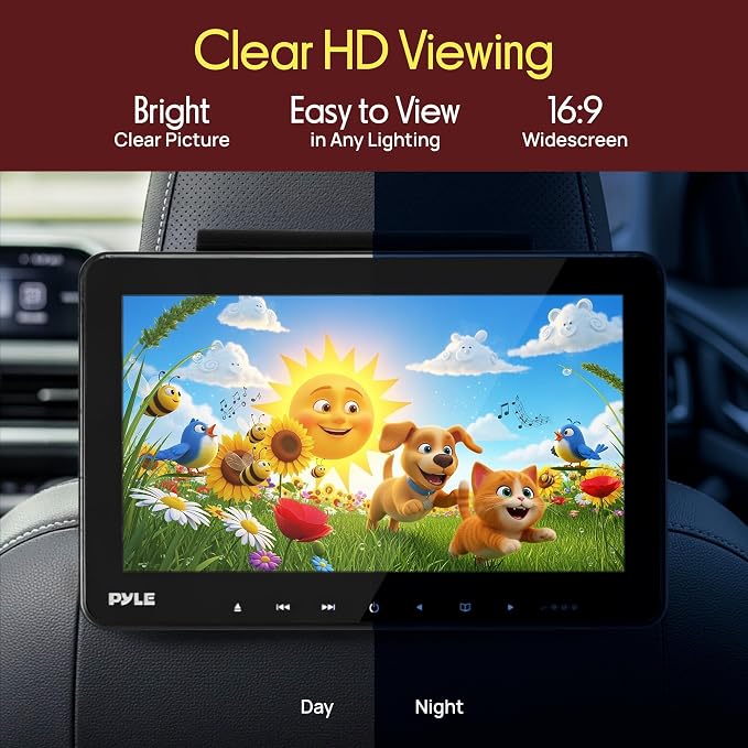 Pyle PLHRDVD108KT 10.5-Inch Universal Headrest Monitors with DVD Players, IR and FM Transmitters and Wireless Headphones
