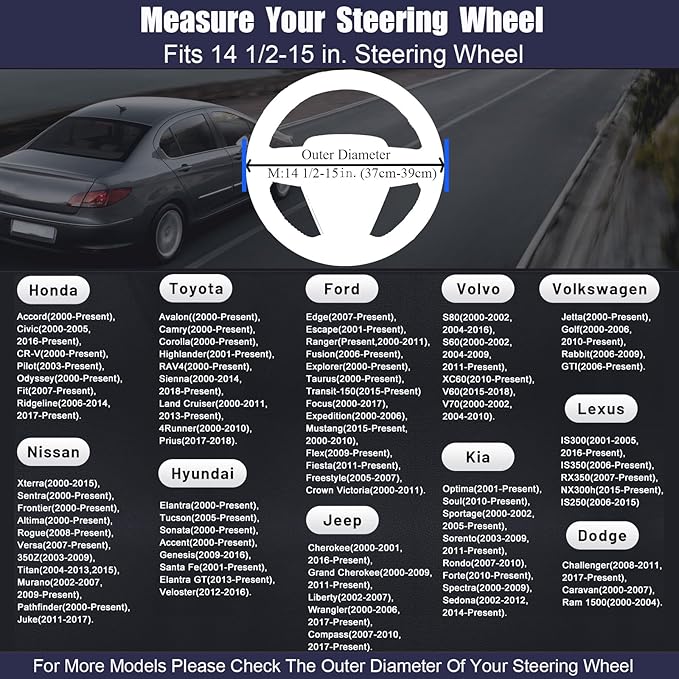 Steering Wheel Cover Universal Standard Size 14.5-15 inch, Non-Folding Packaging, Breathable Microfiber Leather, Anti-Slip, Soft Grip, Fits Most Cars SUVs Trucks, Light Creamy Gray