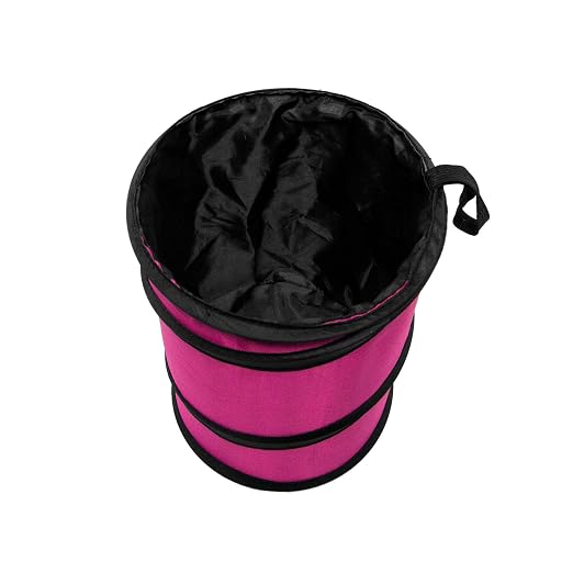 Automotive Waterproof Portable Collapsible Small Trash Can Garbage Container fits Most Cars,Polyethylene, SUVs, and Trucks Pink