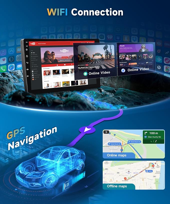 Car Stereo for Honda Pilot 2006 2007 2008 Wireless Carplay Android Auto,9" Touch Screen Radio, Android 15/GPS/5G WiFi/EQ DSP Audio/Bluetooth/SWC/Backup Camera 4Core+64G