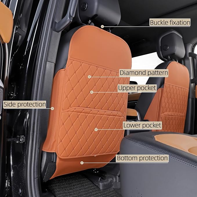 Seat Back Protector,Shields Seat Backs from Kicks and Adds Storage | kick mats back seat protector easy to install and clean, well-crafted, sturdy, durable and stylish.2 Pack
