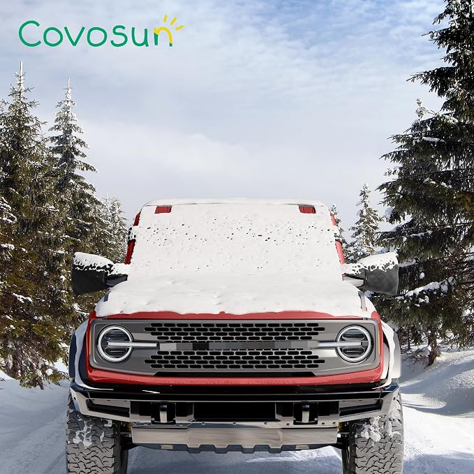 Windshield Snow Cover for Ford Bronco 2021-2026, 2-Layer Heavy Duty 600D Oxford Fabric, Premium Waterproof Windshield Cover for Ford Bronco, 2 Door and 4 Door (Not for Bronco Sport)