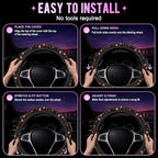 Vintage Mushroom Steering Wheel Cover for Women Men Neoprene Breathable Botanical Floral Wheel Cover Protector Anti-Slip Car Accessories Universal 15 Inch Fit for Cars Trucks Vehicles