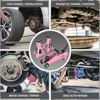 DNA Motoring 2 Ton Car Jack and Stands Kit 2T(4000 lbs) Capacity Low Profile Hydraulic Trolley Service/Floor Jack with 2 Ratchet Stands Combo for Home Garage Shop, Pink, TOOLS-00476-PK