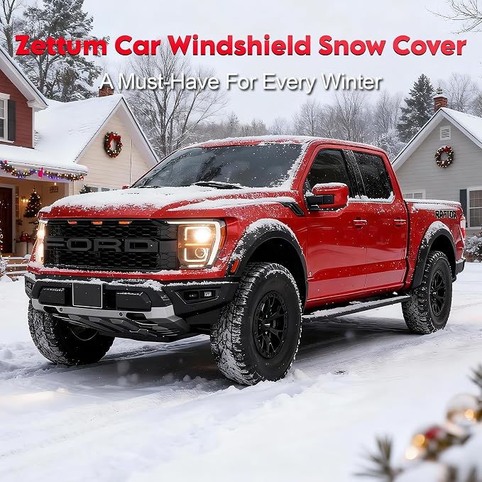 Car Windshield Cover for Ice and Snow - 600D Windshield Snow Cover with Side Mirror Cover Heavy Duty, Standard Winter Frost Hail Protector for Most Car, Truck, SUV, Van and MPV (70 x 50 Inch)